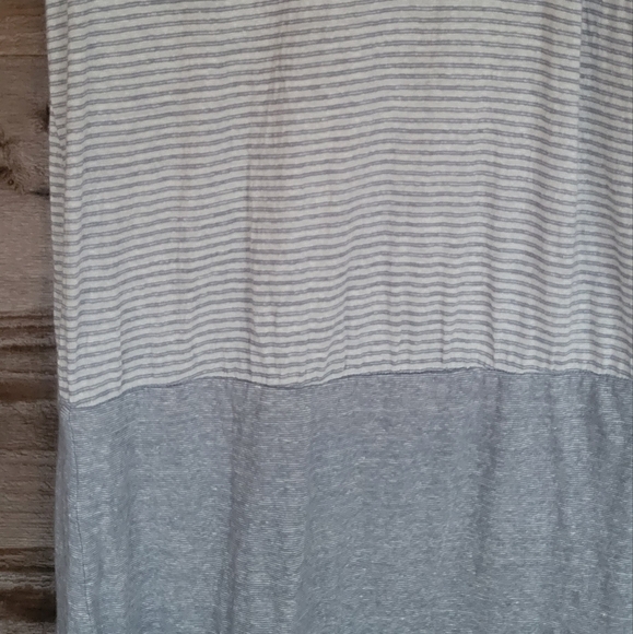 Lou & Grey for LOFT Casual Dress Gray and White Stripes Linen Blend Size Medium - Picture 2 of 4